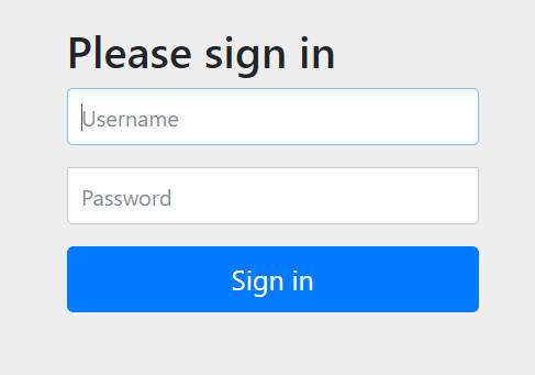 Login page